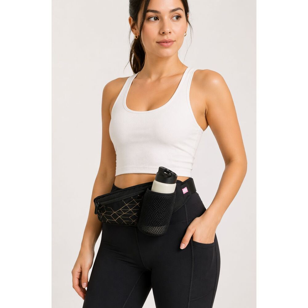 MYTagalongs Mesh Belt Bag Cup Holder Black